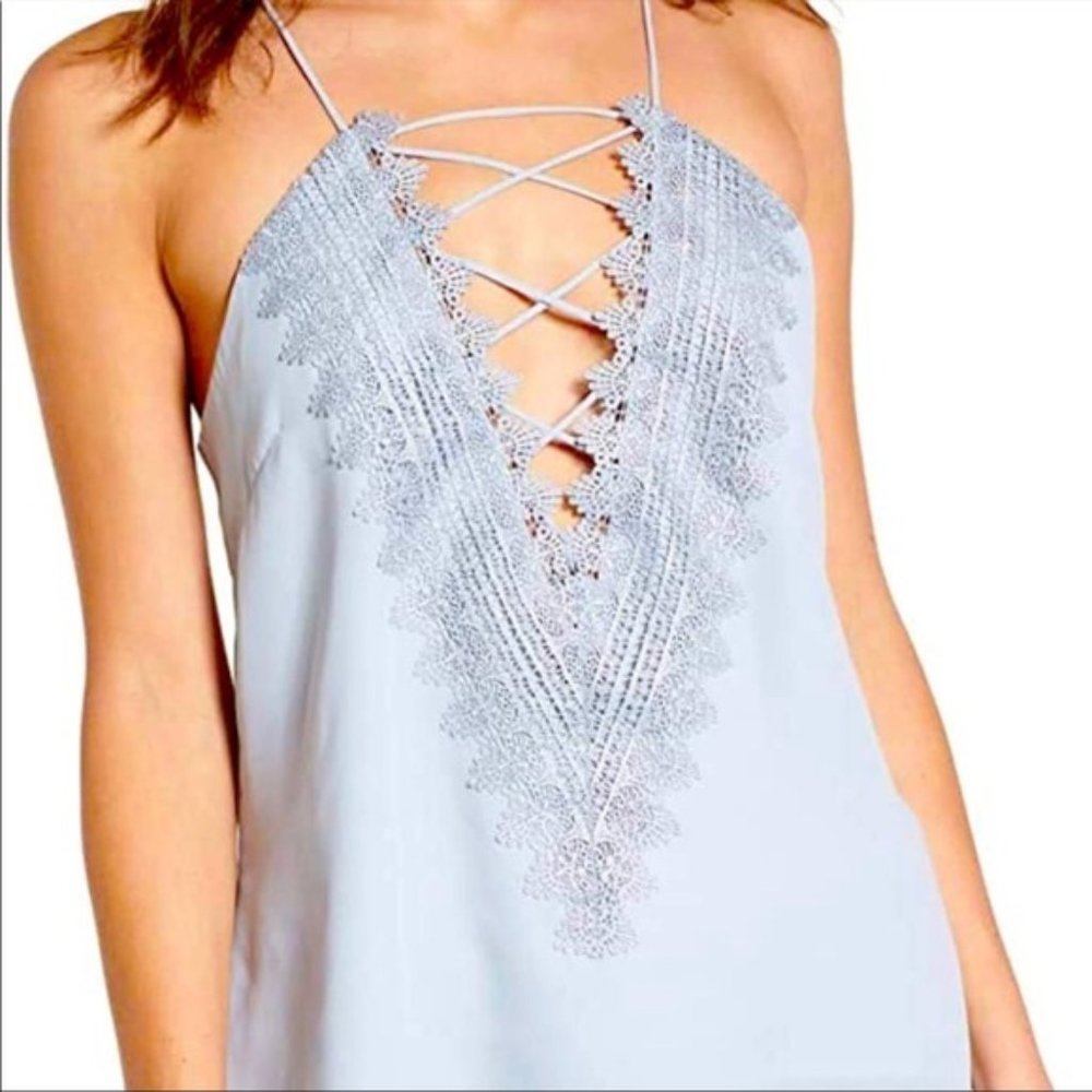 WAYF Lavender Lace Up Tank Top size M